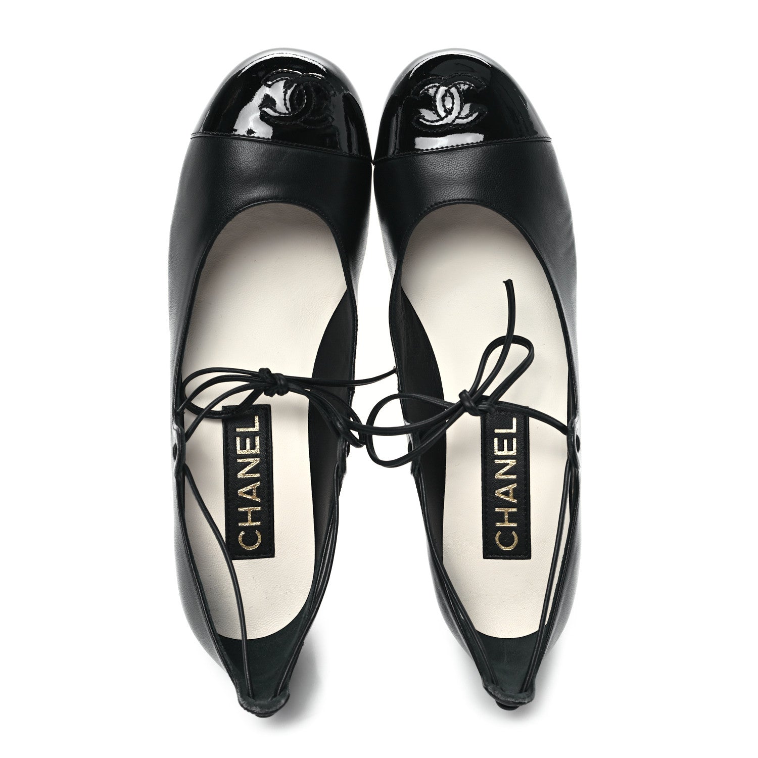 Chanel Lambskin Patent Cap Toe CC Mary Jane Pumps 37.5 Black 2 of 10