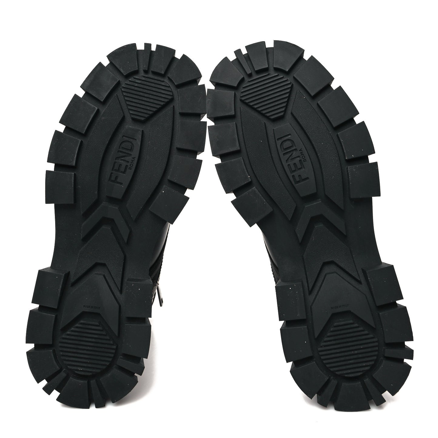 Vitello Fabric Jacquard FF 1974 Mens Fendi Force Ankle Combat Boots 6 Black Grigio