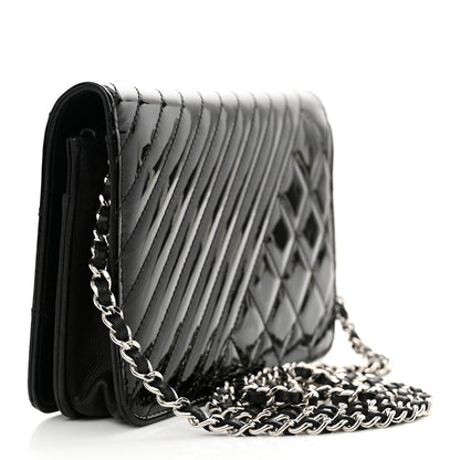 Chanel Patent Quilted Coco Boy Wallet On Chain WOC Black 3 of 17