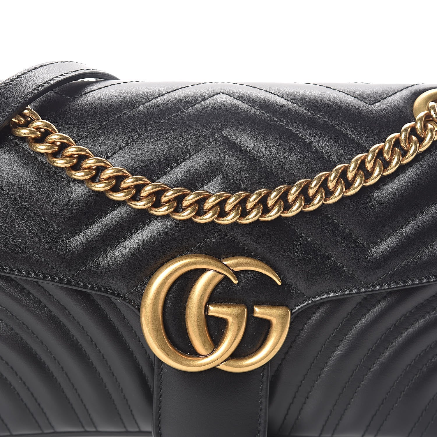 Gucci Calfskin Matelasse Small GG Marmont Shoulder Bag Black 7 of 9