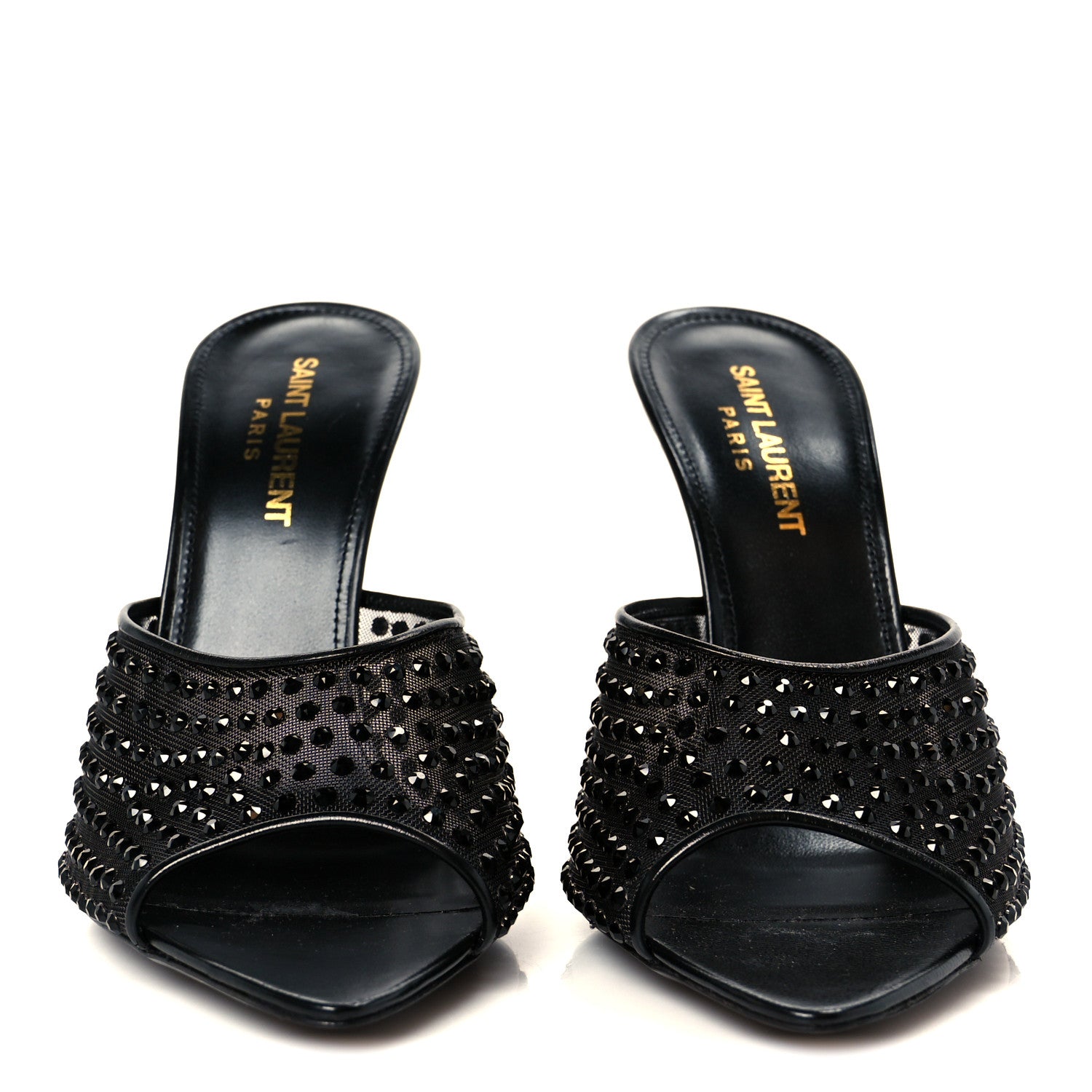 Saint Laurent Tulle Strass Gippy 110 Mule Sandals 37.5 Black 3 of 8