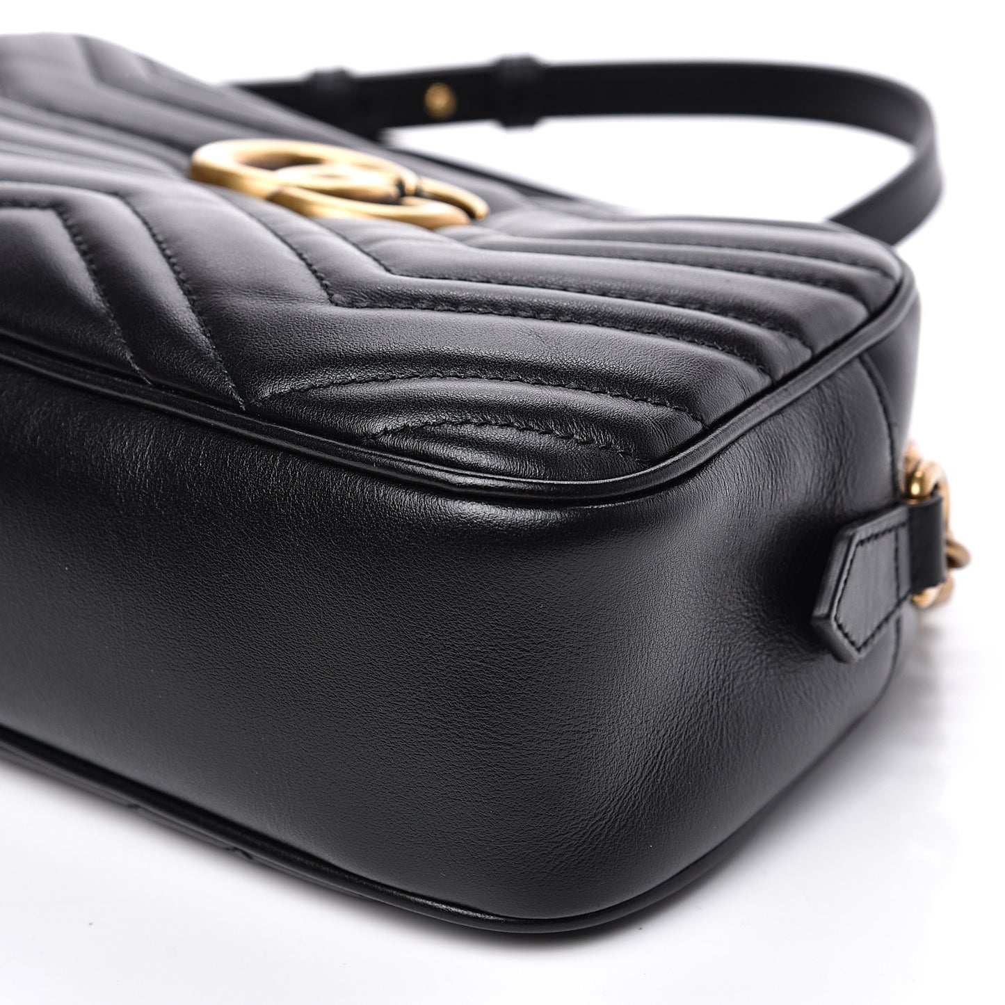 Calfskin Matelasse Small GG Marmont Chain Shoulder Bag Black
