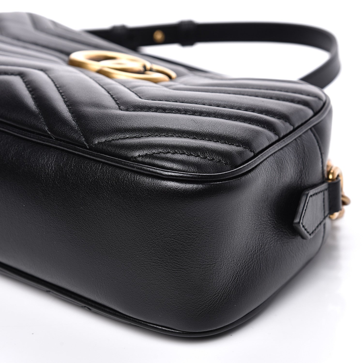 Gucci Calfskin Matelasse Small GG Marmont Chain Shoulder Bag Black 8 of 10