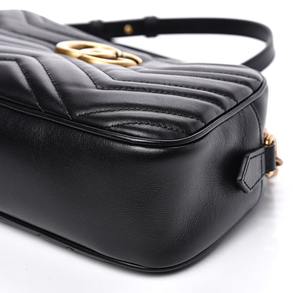 Gucci Calfskin Matelasse Small GG Marmont Chain Shoulder Bag Black 8 of 10