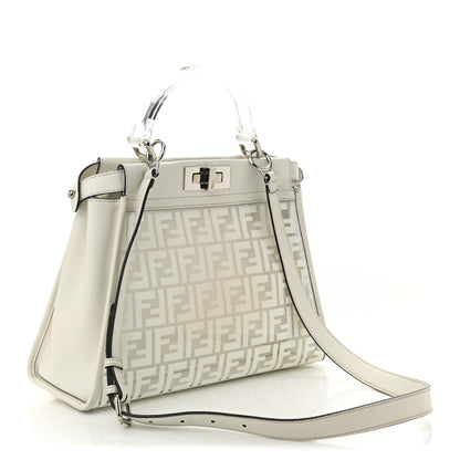 Fendi PVC Glass Vitello Seta Shiny Nappa Plexiglass FF Medium Peekaboo Iconic Satchel White Ice 3 of 15
