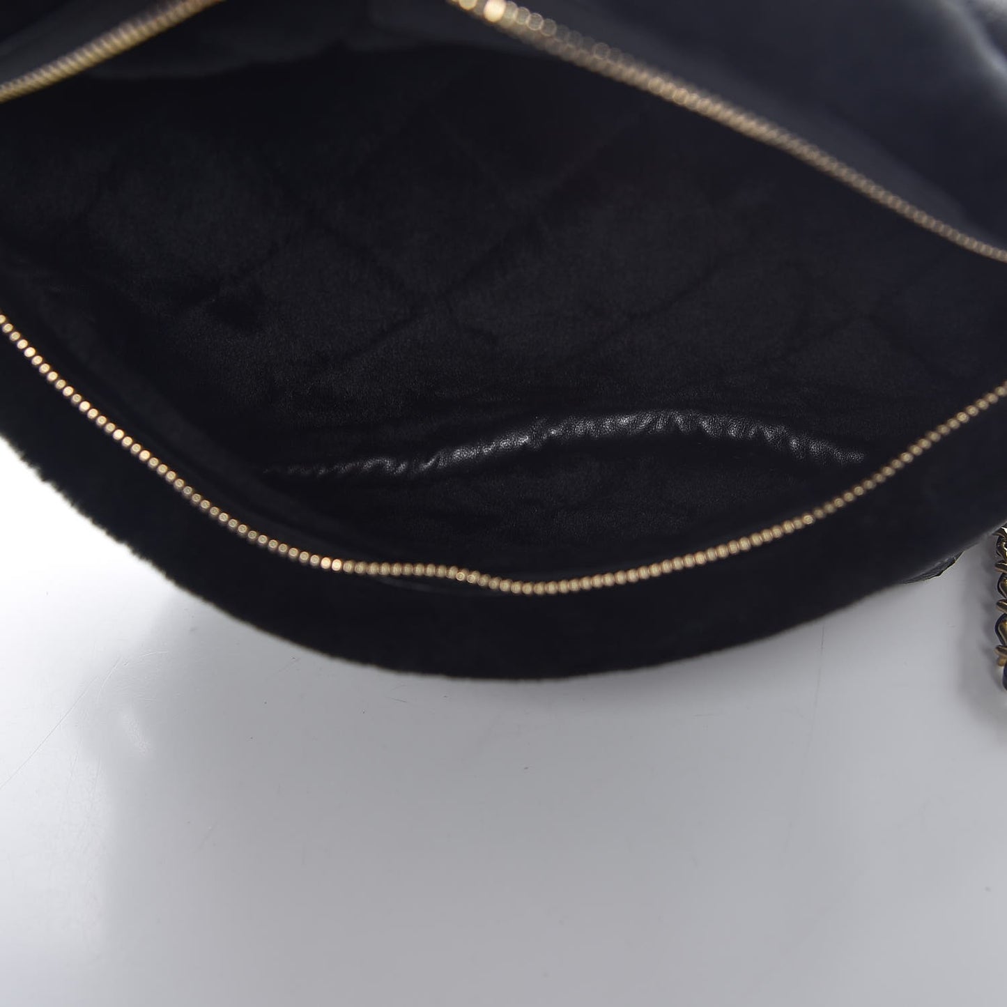 Calfskin Fur Quilted Waist Bag Fanny Pack Black