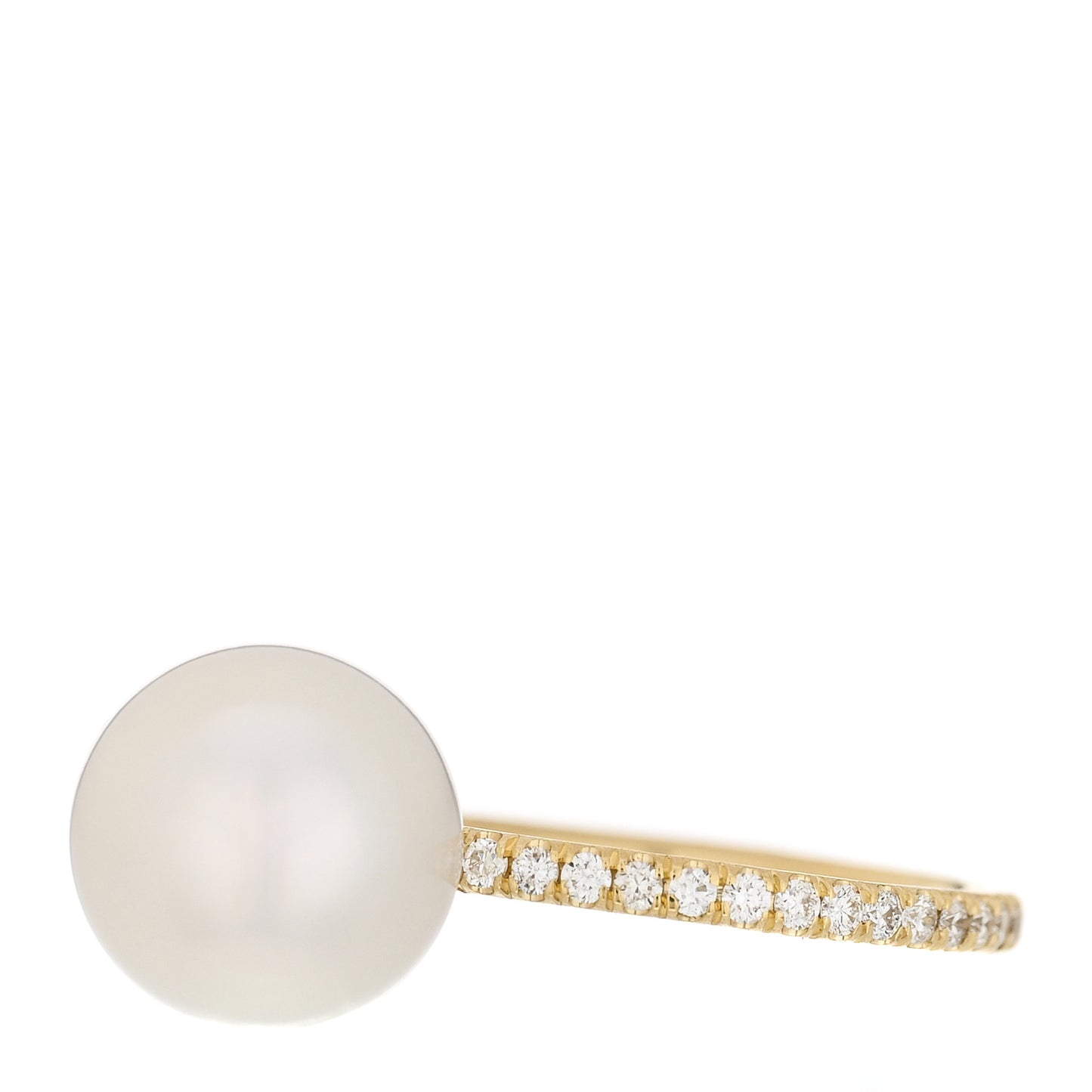18K Yellow Gold Diamond South Sea Cultured Pearl 10mm Gumball Ring 54 7