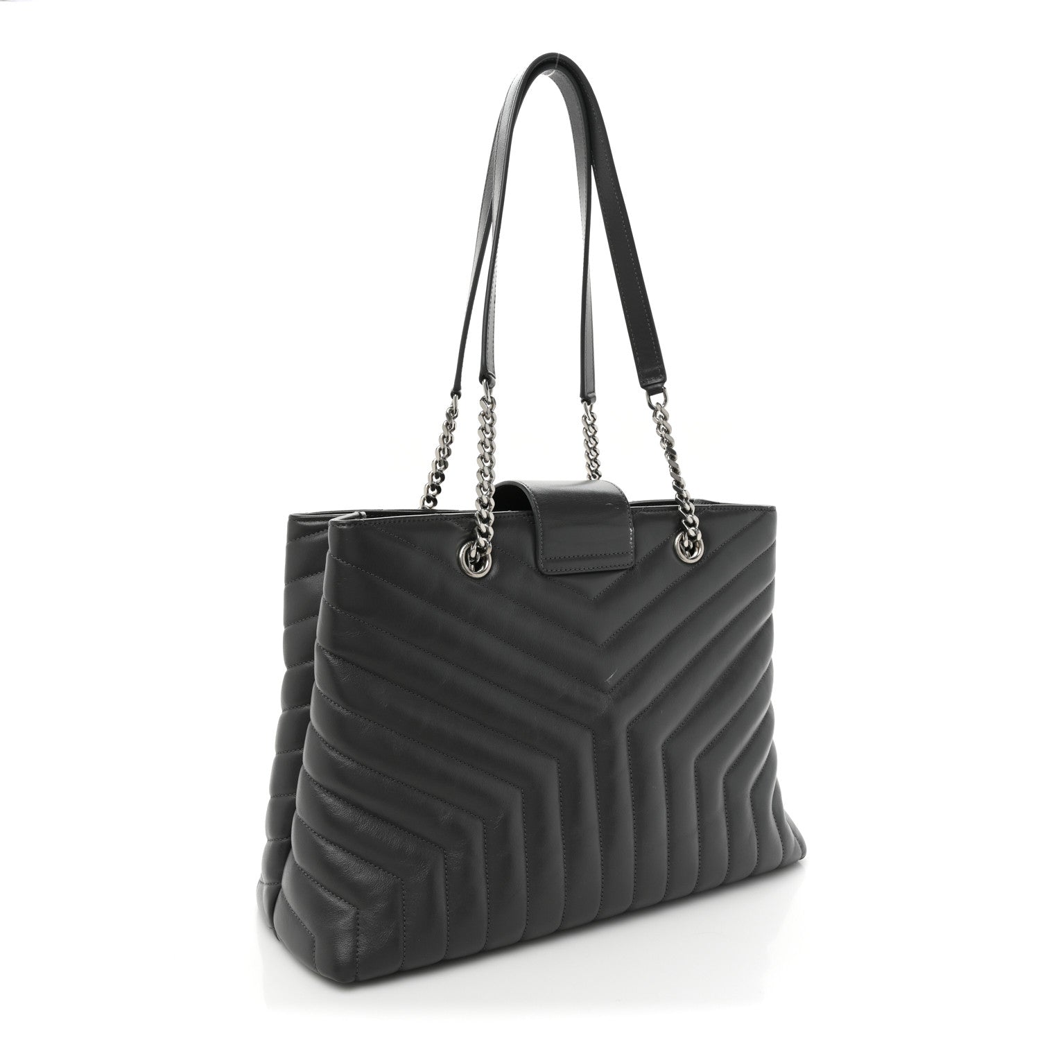 Saint Laurent Calfskin Y Quilted Monogram Large Loulou Shopper Storm 3 of 17