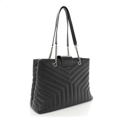 Saint Laurent Calfskin Y Quilted Monogram Large Loulou Shopper Storm 3 of 17