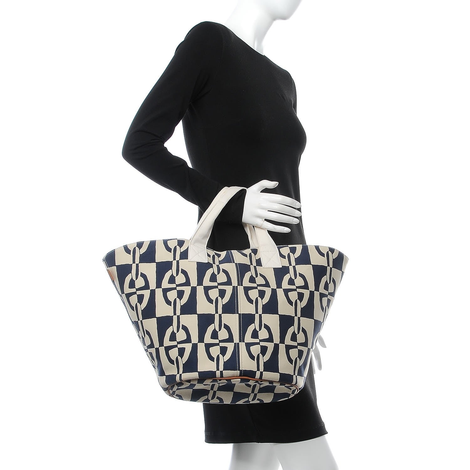 Hermes Canvas Chain De Ancre Beach Tote Navy 2 of 15