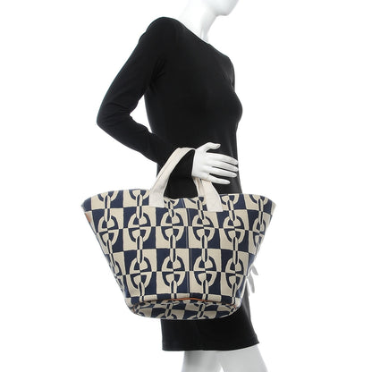 Hermes Canvas Chain De Ancre Beach Tote Navy 2 of 15