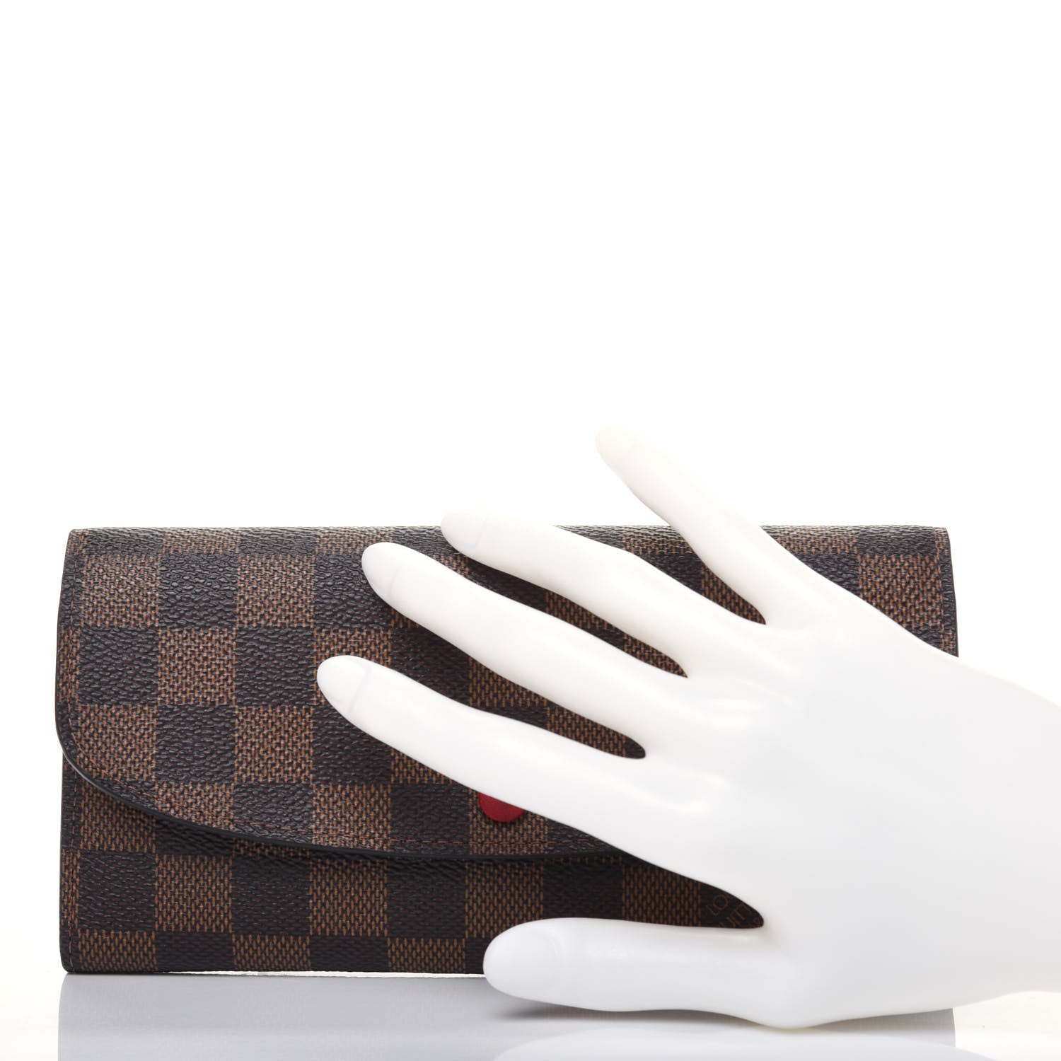 Louis Vuitton Damier Ebene Emilie Wallet Red 2 of 16