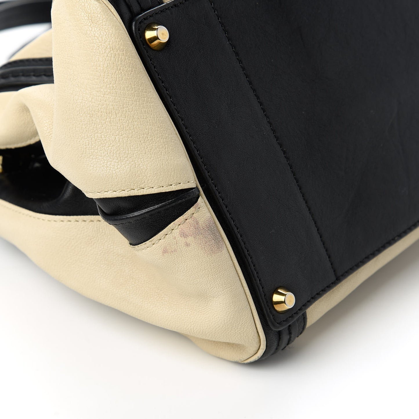 Sheepskin Calfskin Large Alice Satchel Husky White