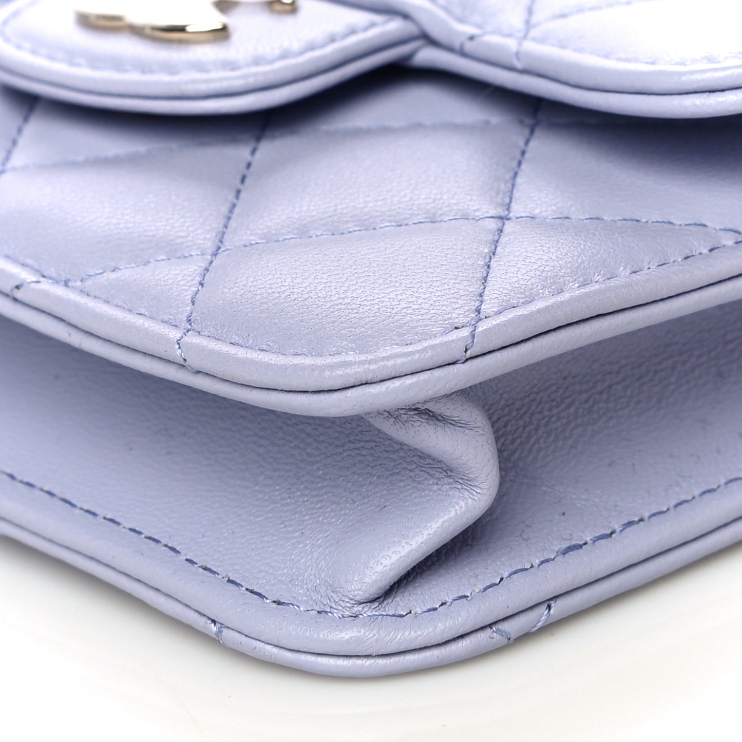 Lambskin Quilted Top Handle Flap Coin Purse With Chain Light Purple
