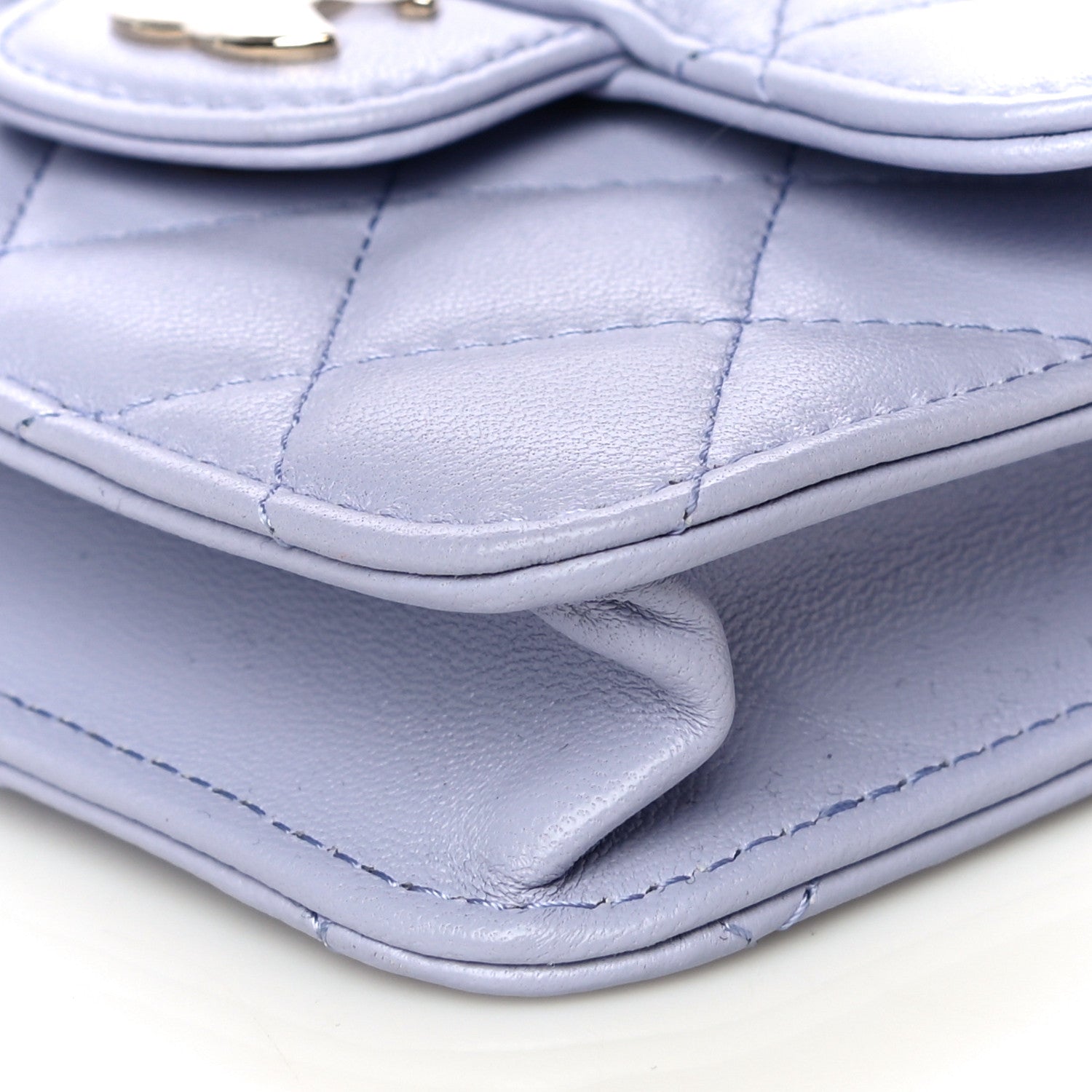 Chanel Lambskin Quilted Top Handle Flap Coin Purse With Chain Light Purple 11 of 12