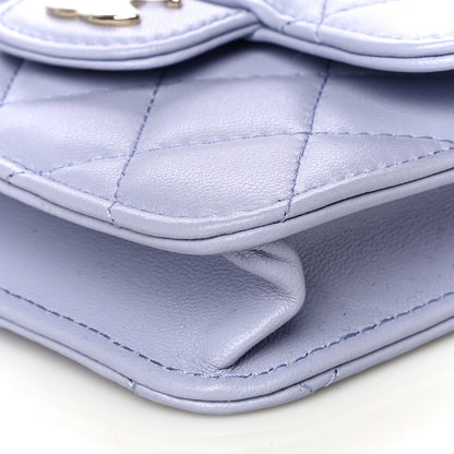 Chanel Lambskin Quilted Top Handle Flap Coin Purse With Chain Light Purple 11 of 12