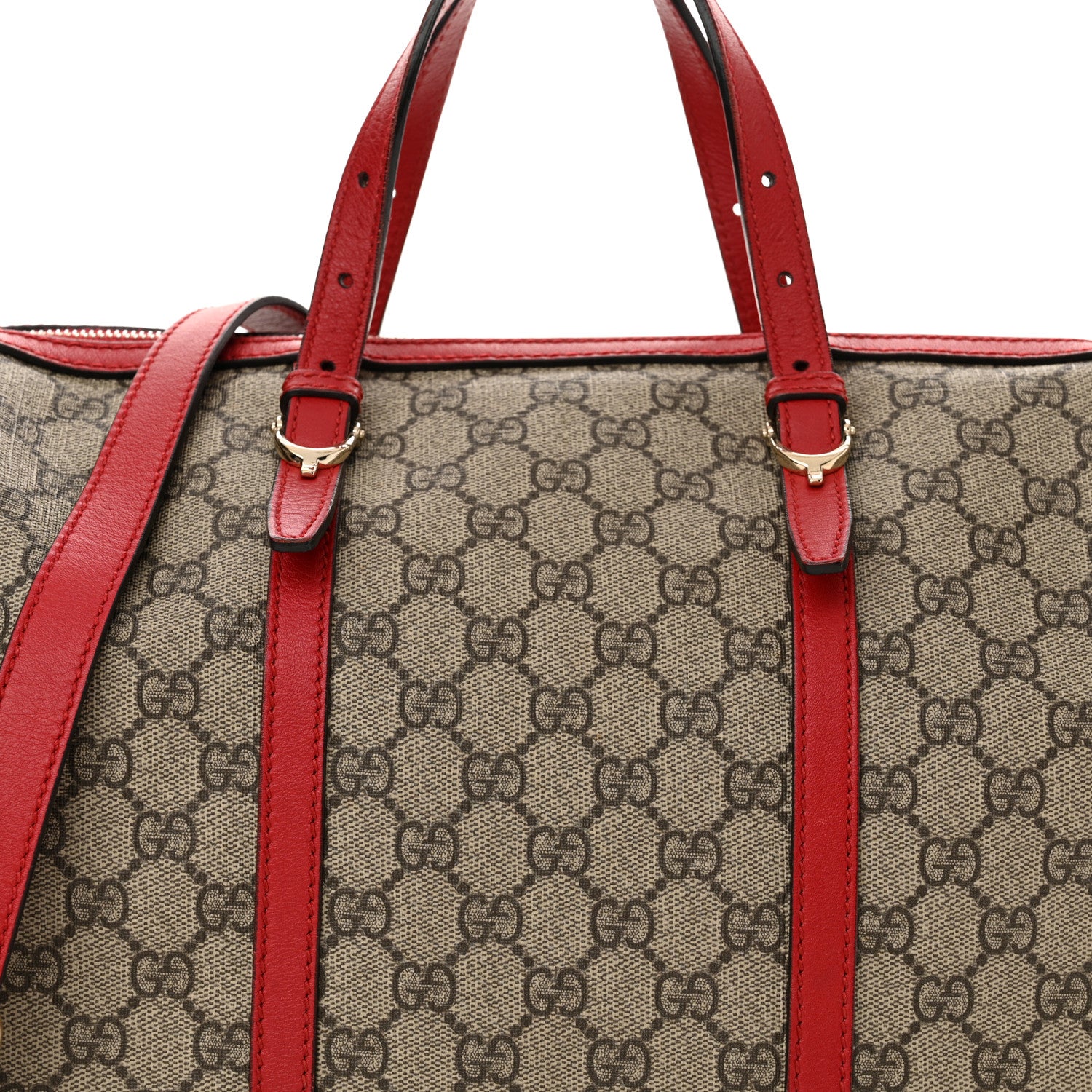 Gucci GG Supreme Monogram Calfskin Medium Nice Boston Beige Ebony Hibiscus Red 8 of 13