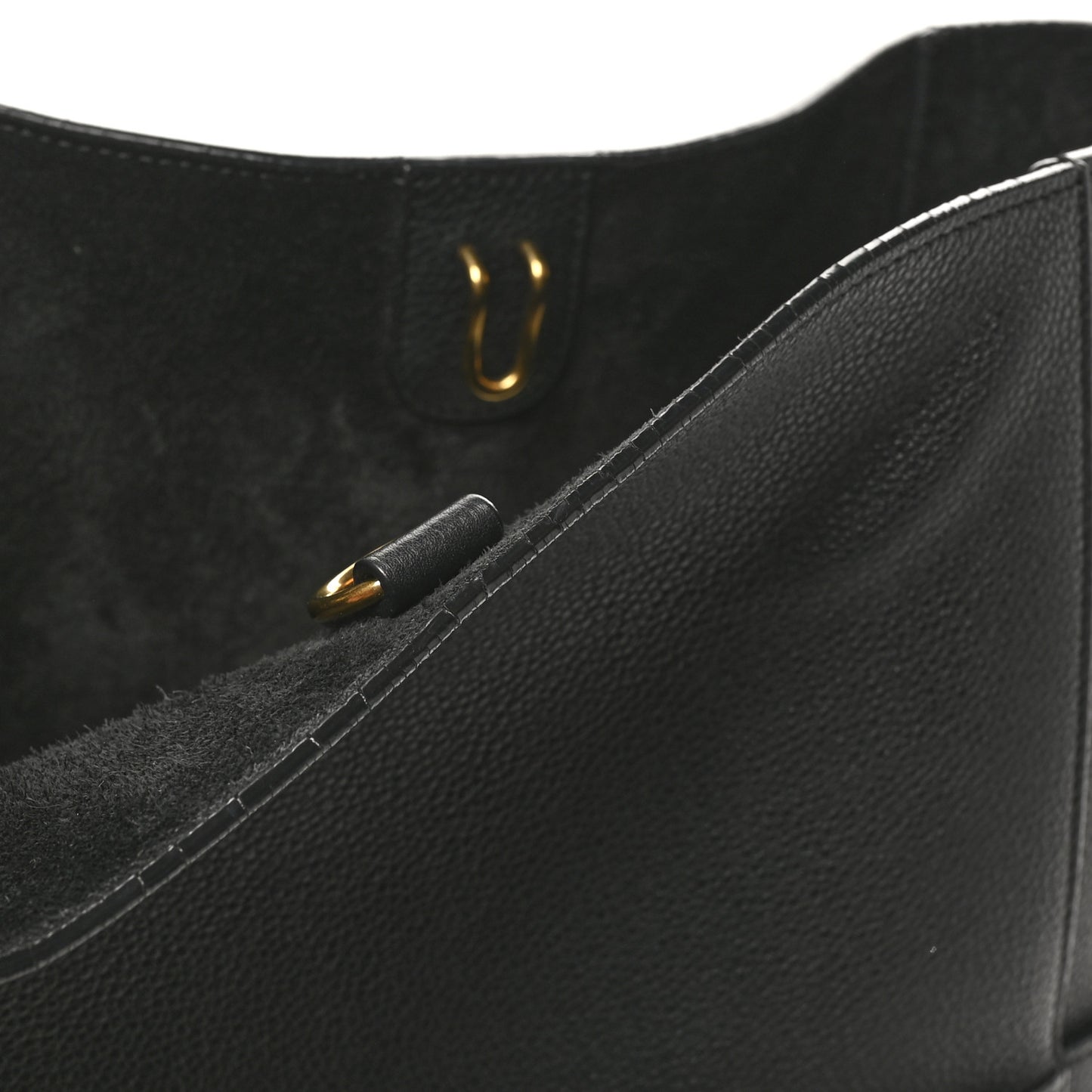 Soft Grained Calfskin Sangle Bucket Bag Black