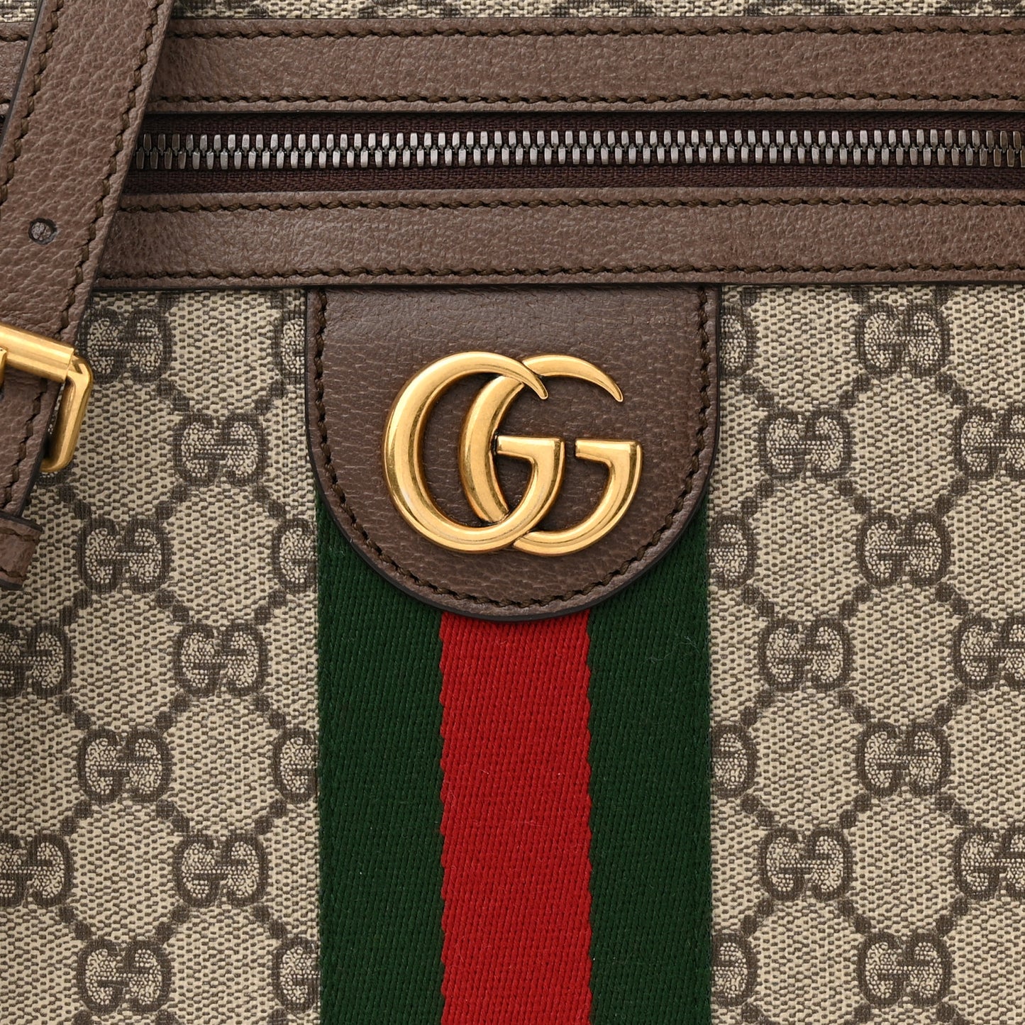 GG Supreme Monogram Web Small Ophidia Messenger Bag Brown