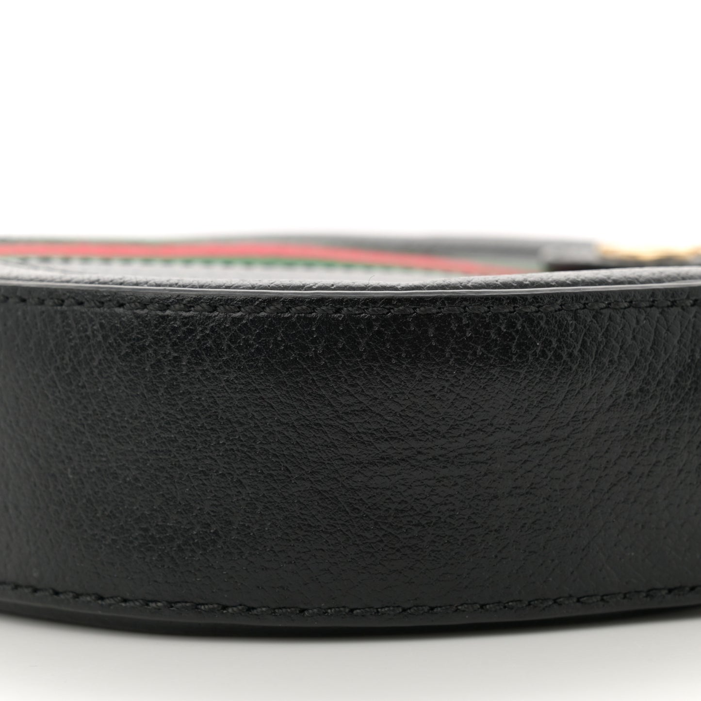 Grained Calfskin Web Mini Ophidia Round Shoulder Bag Black