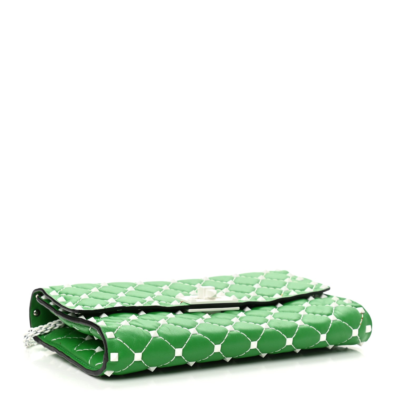 Valentino Garavani Lambskin Free Rockstud Spike Wallet On Chain Peppermint 4 of 12