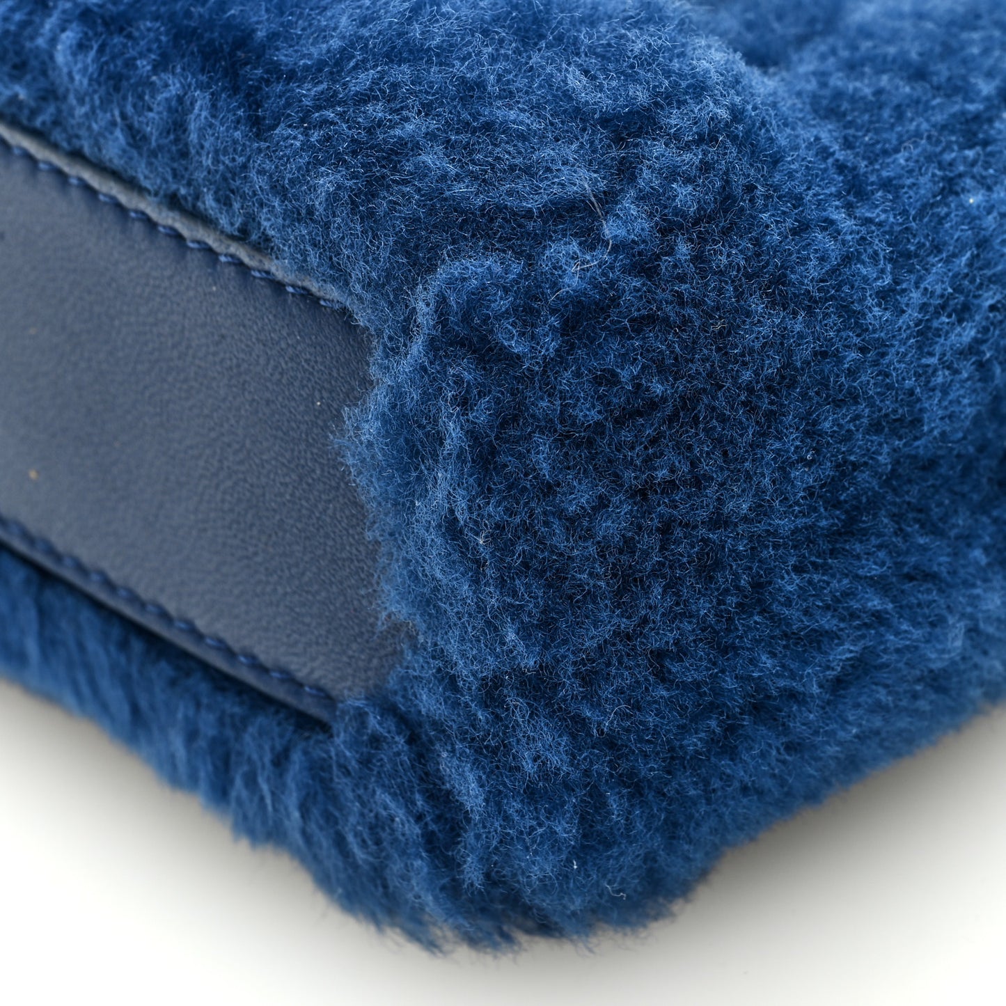 Shearling Shiny Nappa Micro Peekaboo Iconic Satchel Blue