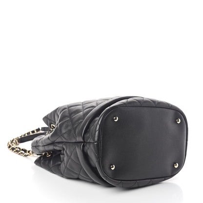 Chanel Caviar Quilted Large Rolled Up Bucket Drawstring Bag Black 4 of 10