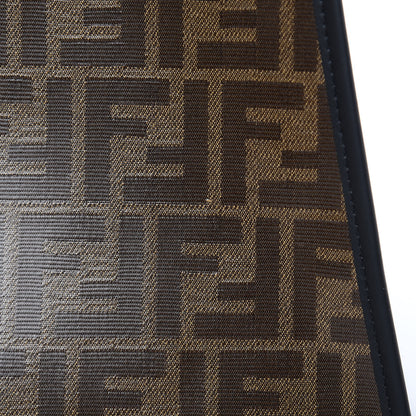 Fendi Glazed Fabric Vitello Century FF 1974 Stamp Patch Medium Peekaboo Defender Cover Mogano Panna Black 10 of 10