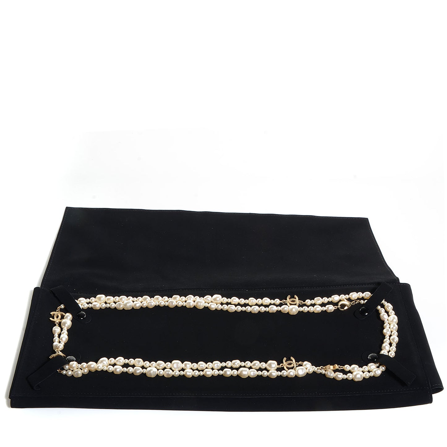 Irregular Pearl CC Long Necklace Light Gold