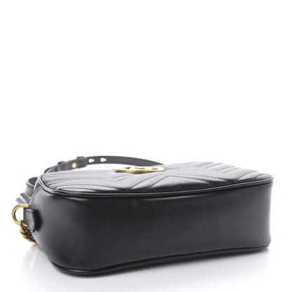 Gucci Calfskin Matelasse Small GG Marmont Chain Shoulder Bag Black 4 of 10