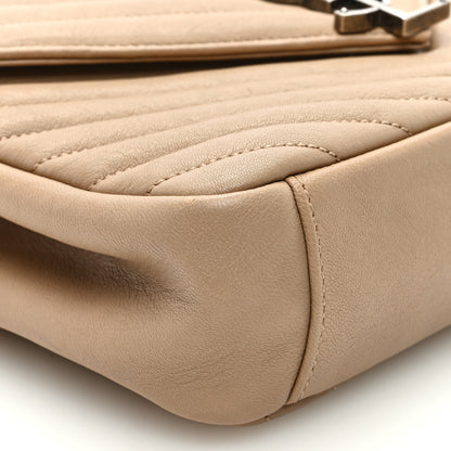 Saint Laurent Sheepskin Matelasse Chevron Monogram Medium College Bag Dark Beige 7 of 8
