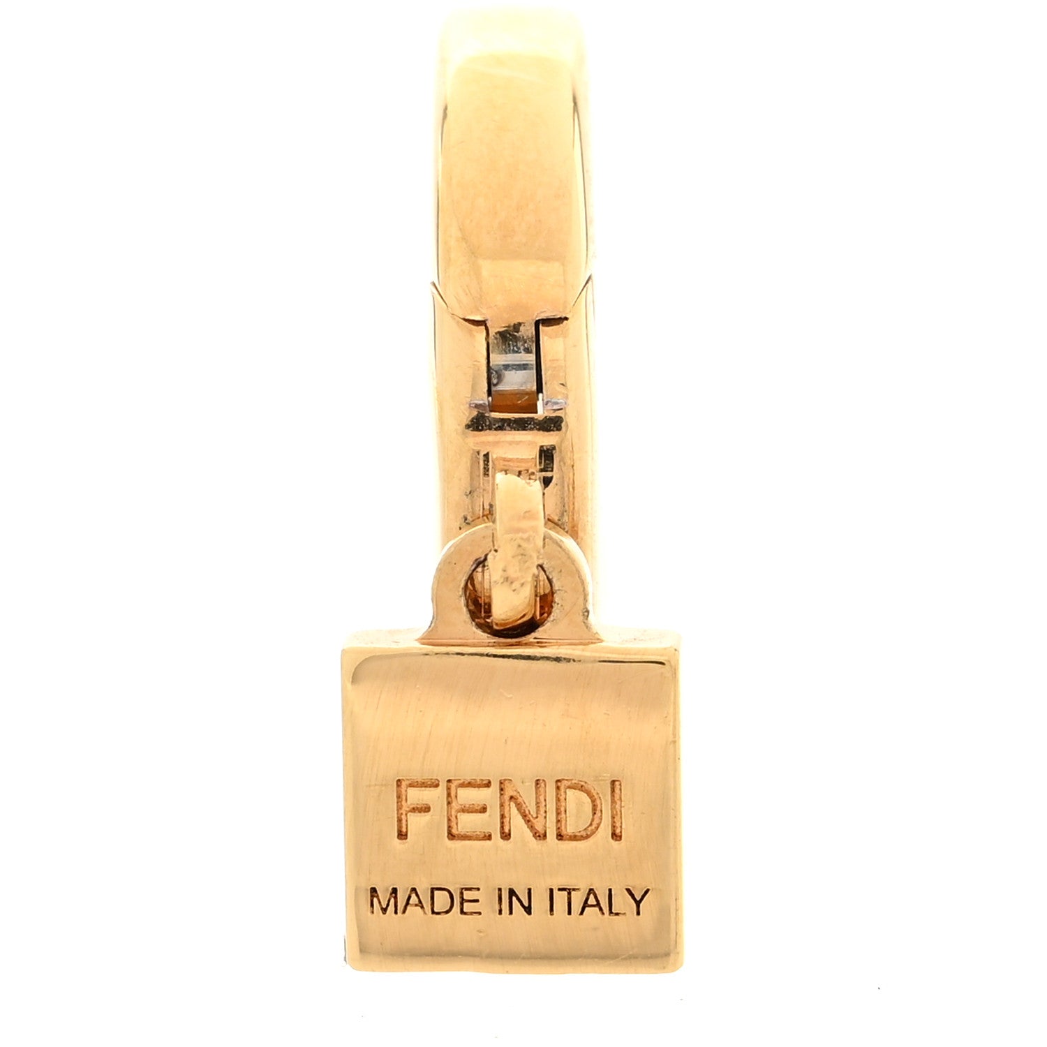 Fendi Metal Enamel FF Hoop Drop Earrings Gold Black 4 of 5