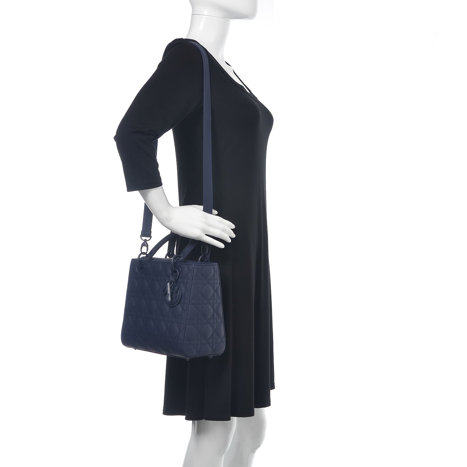 Christian Dior Ultra Matte Calfskin Cannage Medium Lady Dior Blue 2 of 15