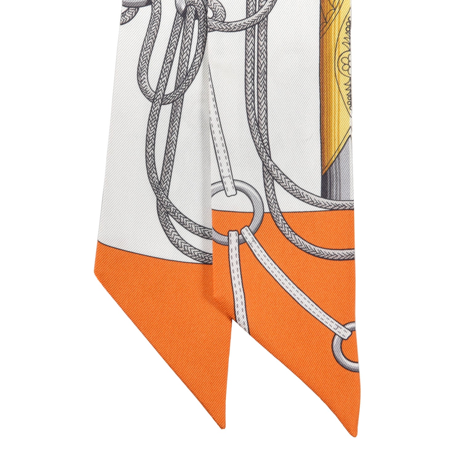 Hermes Silk Cliquetis Twilly Orange White Gold 2 of 4