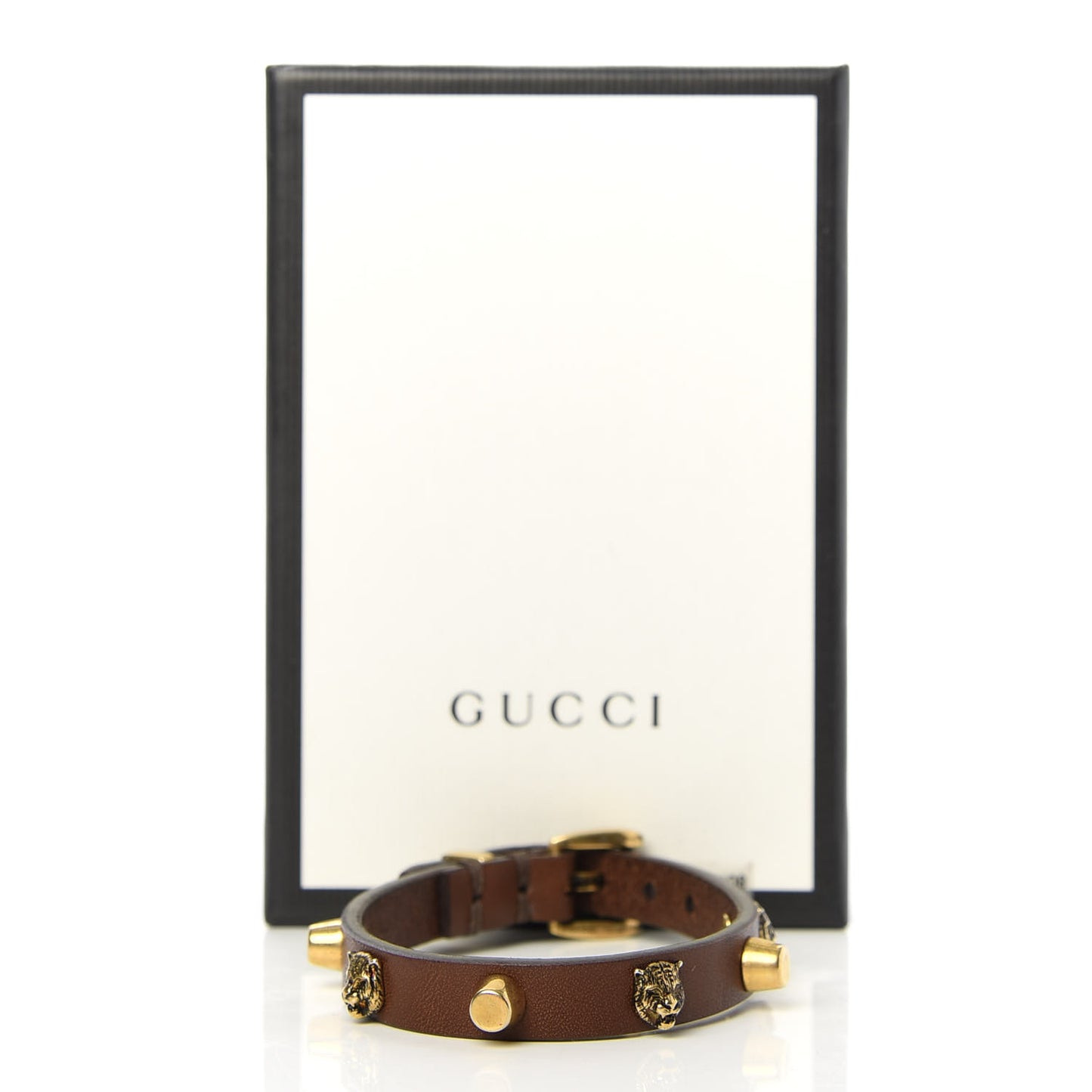 Calfskin Feline Heads Bracelet Brown