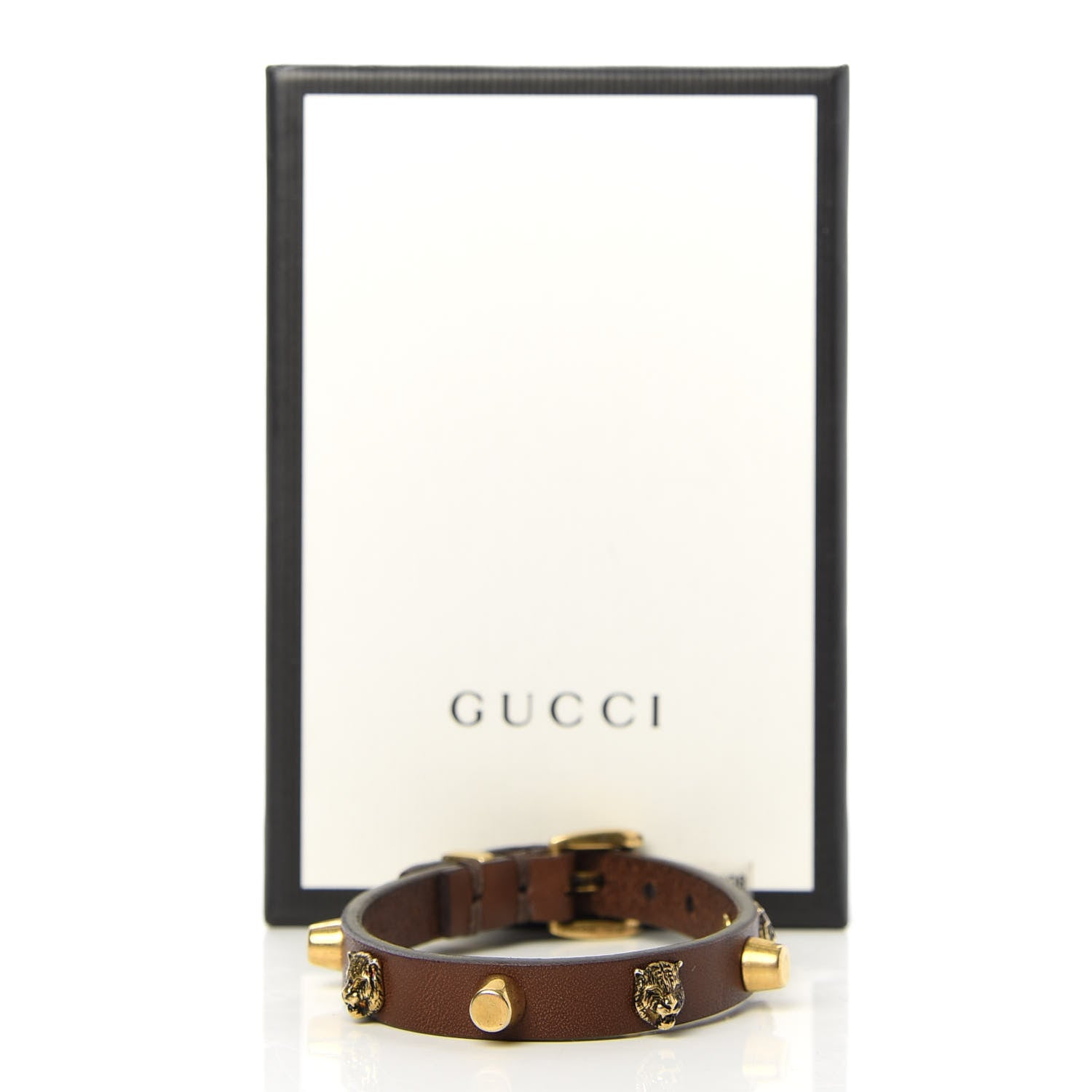 Gucci Calfskin Feline Heads Bracelet Brown 5 of 5