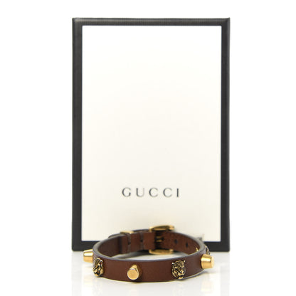 Gucci Calfskin Feline Heads Bracelet Brown 5 of 5