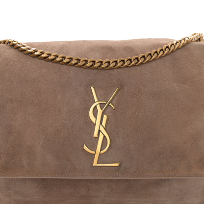 Saint Laurent Smooth Calfskin Suede Medium Reversible Monogram Kate Satchel Taupe 10 of 17