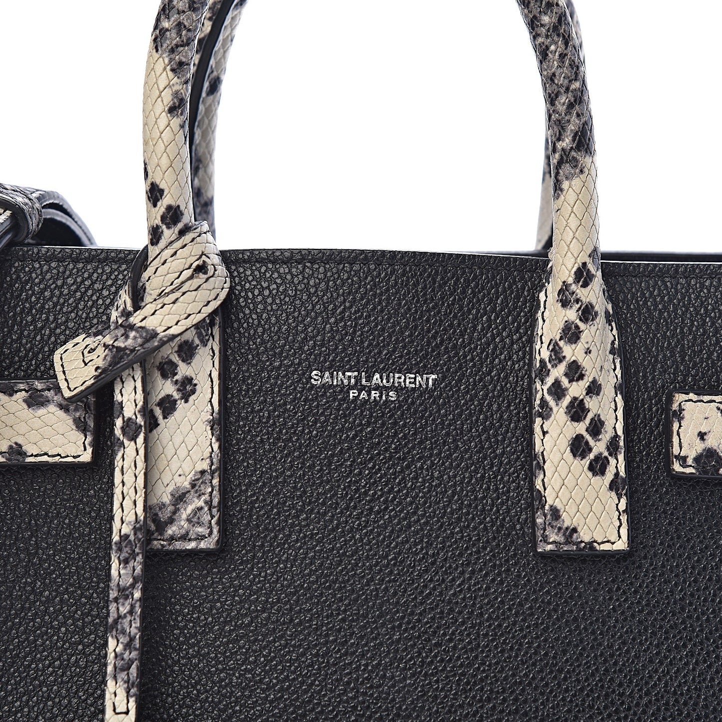 Grained Calfskin Python Embossed Nano Sac De Jour Black