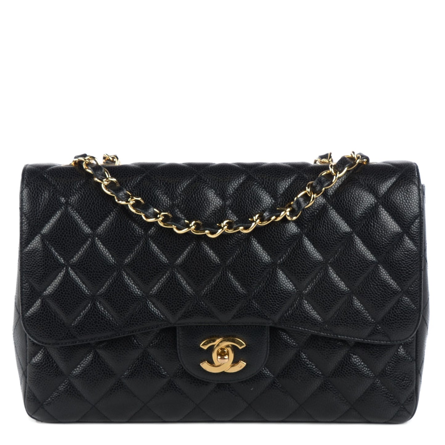 Caviar Quilted Jumbo Single Flap Black