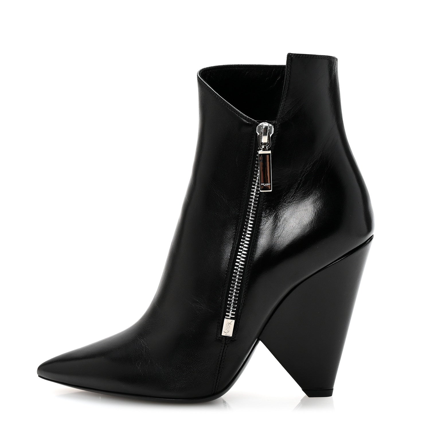 Saint Laurent Calfskin Niki 85 Wedge Booties 39.5 Black 1 of 10