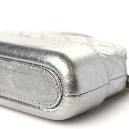 Chanel Metallic Lambskin Calfskin Quilted Small Gabrielle Clutch With Chain Silver 9 of 15