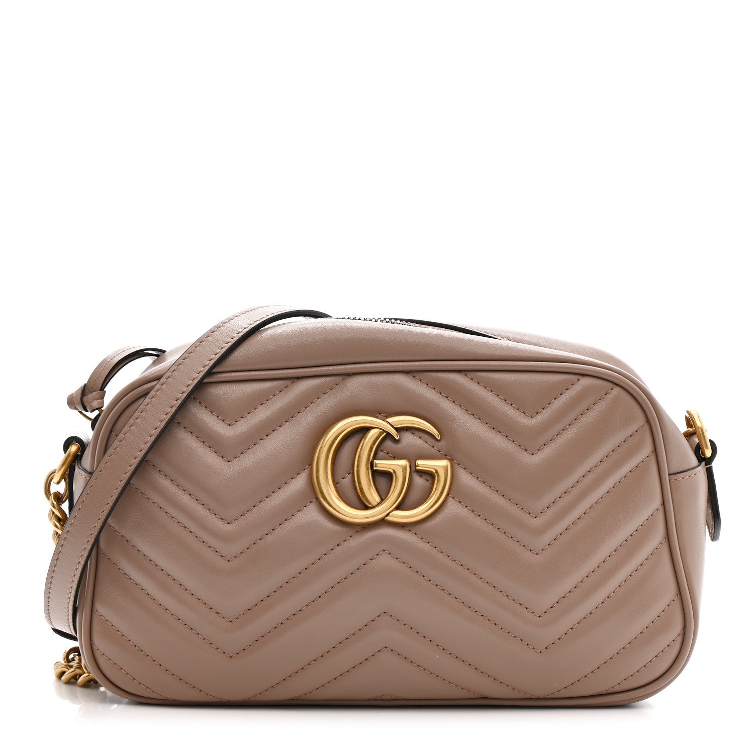 Gucci Calfskin Matelasse Small GG Marmont Chain Shoulder Bag Porcelain Rose 1 of 12