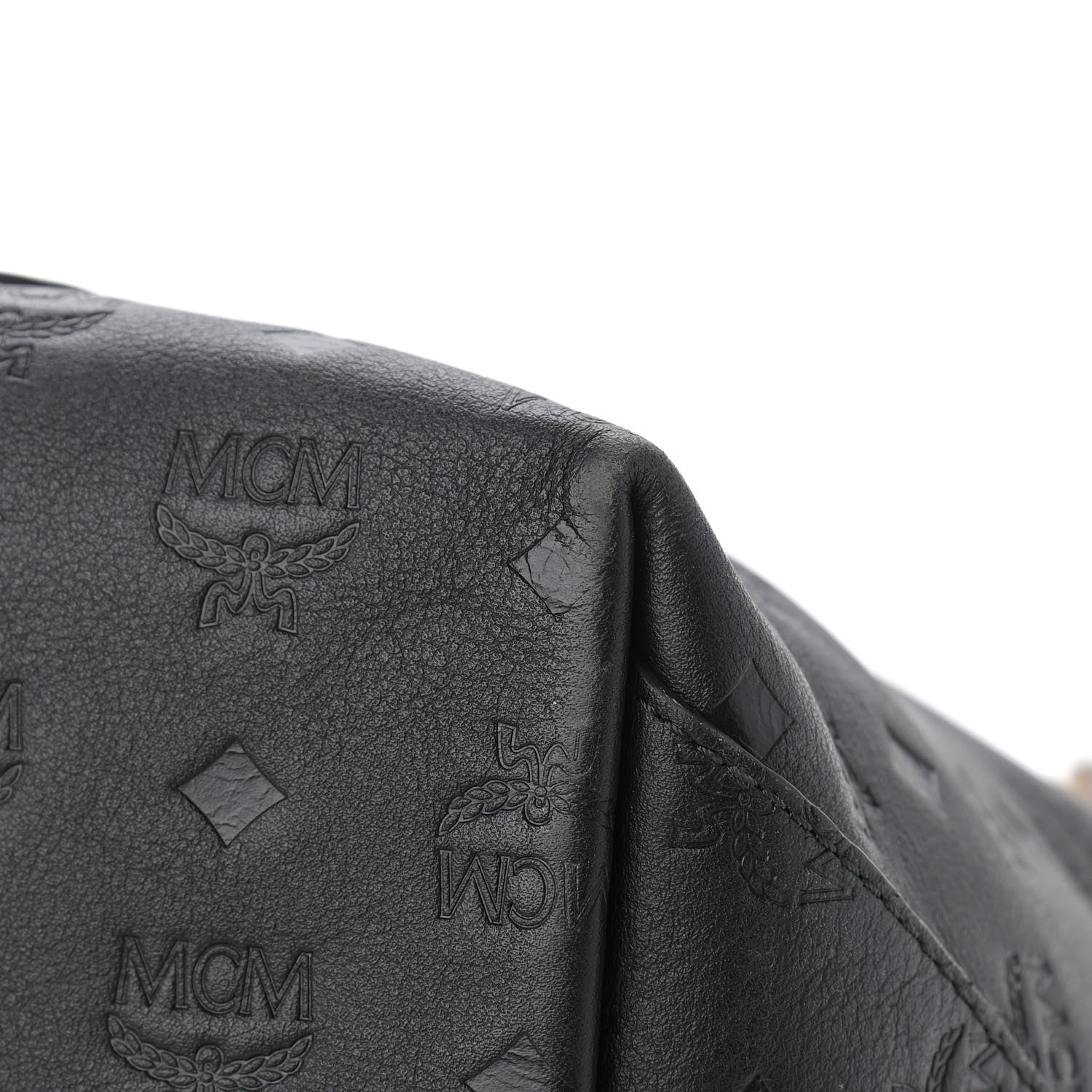 MCM Calfskin Ottomar Monogram Medium Klara Shopper Tote Black 8 of 13