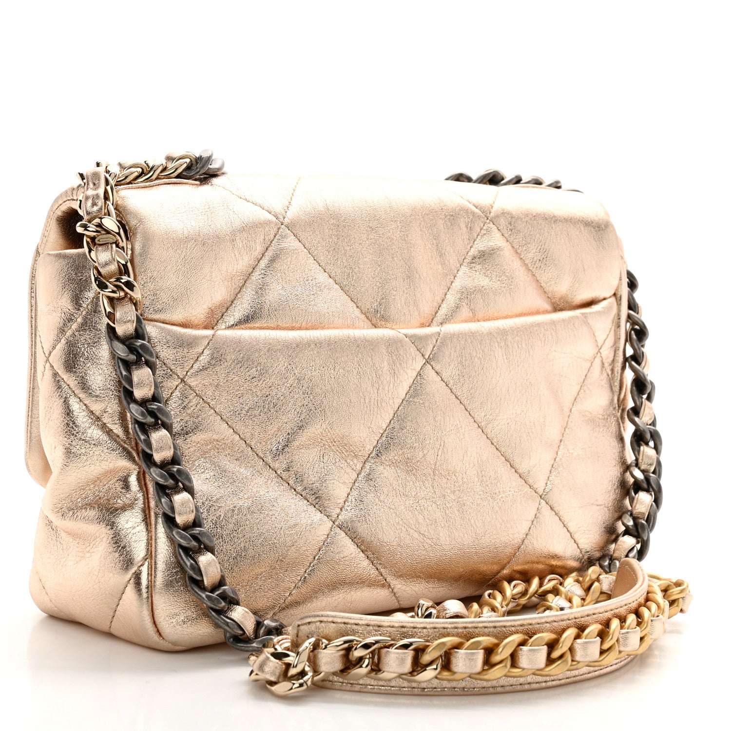 Chanel Metallic Lambskin Quilted Medium Chanel 19 Flap Gold 3 of 12