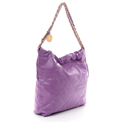 Chanel Shiny Calfskin Quilted Small Chanel 22 Purple 3 of 13