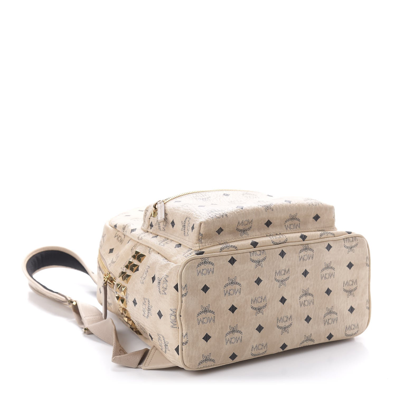 MCM Visetos Small Side Stud Stark Backpack Beige 3 of 8