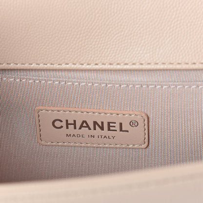 Chanel Caviar Chevron Quilted Medium Boy Flap Light Beige 6 of 10
