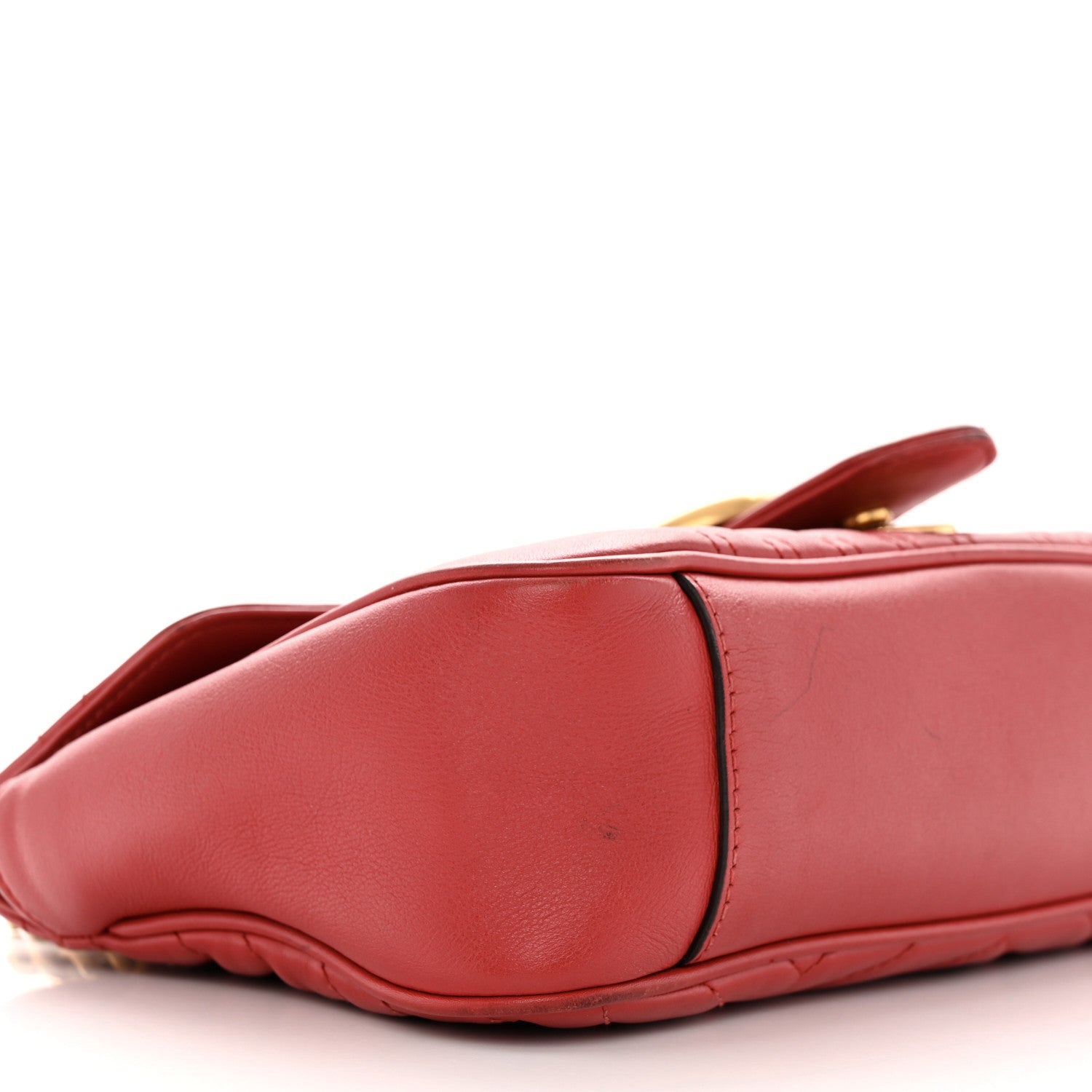 Gucci Calfskin Matelasse Small GG Marmont Shoulder Bag Hibiscus Red 9 of 17