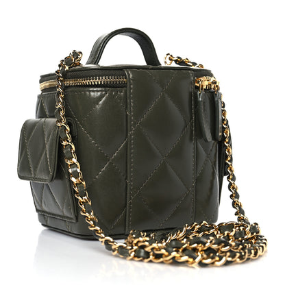 Chanel Lambskin Quilted Polly Pocket Top Vanity With Chain Khaki 3 of 9